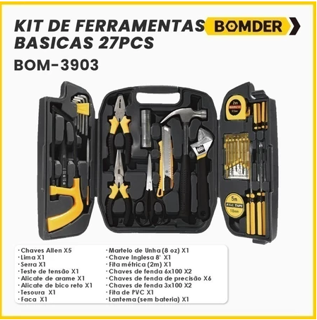 Organizadora 27 Peças Completo Kit Jogo de Ferramentas Com Maleta Caixa Portatil Multifuncional