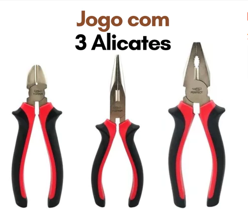 Kit Alicate Universal e Corte Diagonal Jogo 3 Alicates Completo