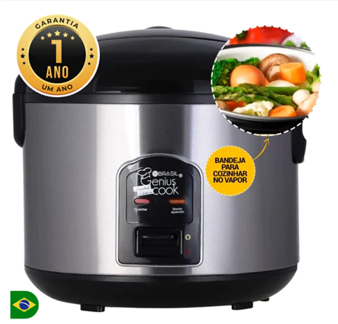 Panela Elétrica de Arroz 10 xícaras 1.8L - com legumeira - Inox - Multifuncional