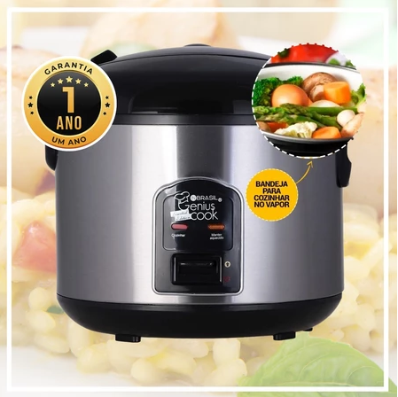 Panela Elétrica de Arroz 10 xícaras 1.8L - com legumeira - Inox - Multifuncional