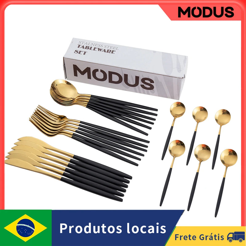 Conjunto de Talheres de Aço Inoxidável de Luxo 24 peças da MODUS