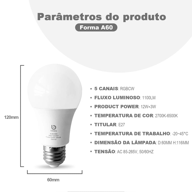 Lâmpada inteligente Alexa LED 15W