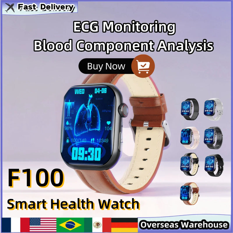 F100 Smart Watch Watches With Bluetooth 5.3 ECG Measurement Waterproof Outdoor Smartwatches Men Gifts Women Gift Birthday Gift