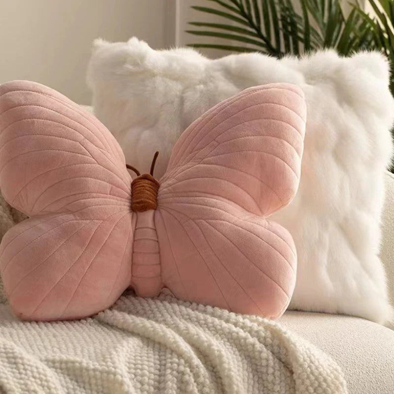 Almofada de borboleta de Rosa pelúcia curta, fofo para seu quarto, Decoração de Sofá, para deixar sua Casa mais delicada.